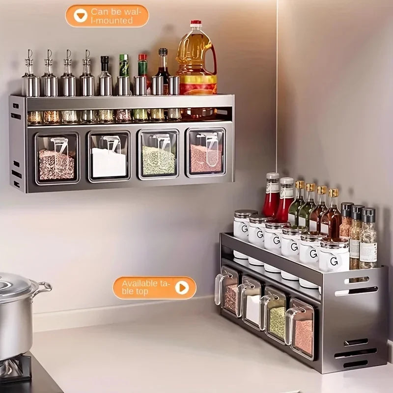 Stainless Steel Wall-Mounted Spice Rack