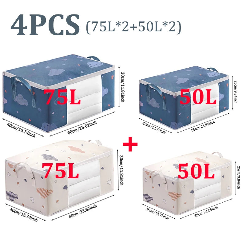 Big Capacity Storage Bag 4/2/1PCS Quilt Clothes Moisture Dust Proof Proof Organizer Duvet Blanket Sorting Bags Luggage Bag