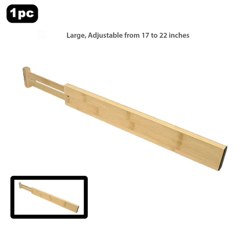 Adjustable Bamboo Kitchen & Drawer Dividers – Multiple Sizes (1pc & 4pcs Sets)