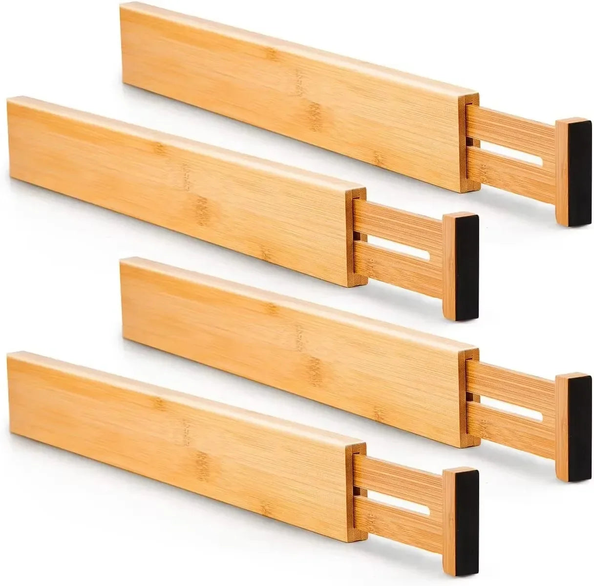 Adjustable Bamboo Kitchen & Drawer Dividers – Multiple Sizes (1pc & 4pcs Sets)