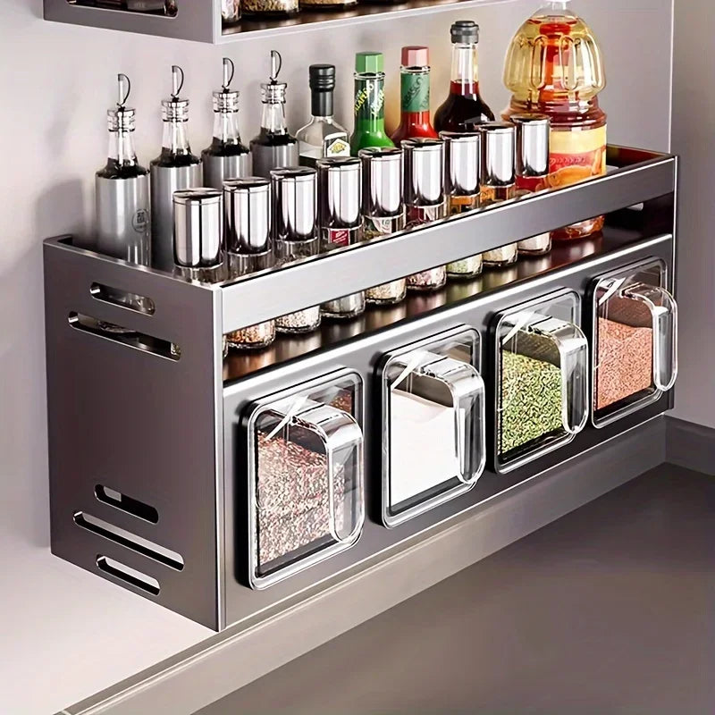 Stainless Steel Wall-Mounted Spice Rack