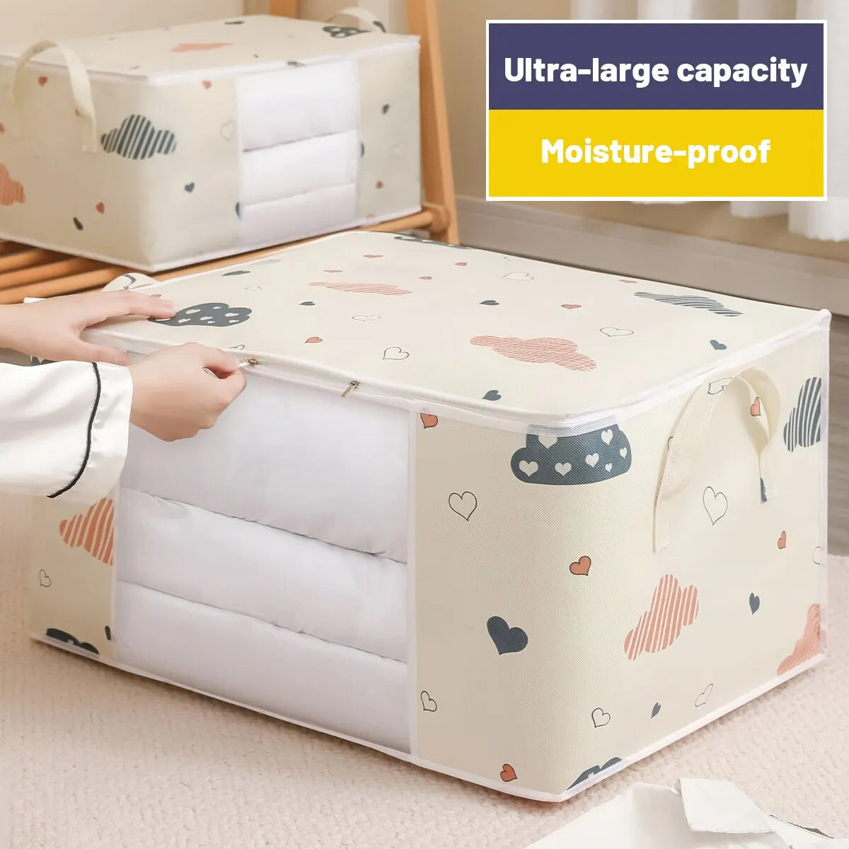 Foldable Clothes Storage Bag with Zipper – Medium & Large